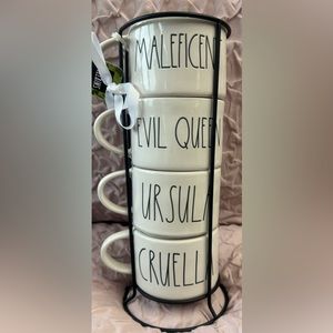 RAE DUNN DISNEY VILLAINS MUG STACKER. MALEFICENT, Evil QUEEN, URSULA, CRUELLA